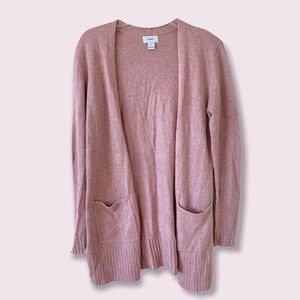 Old Navy light pink/purple ribbed cardigan with slit